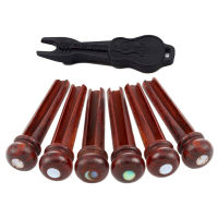 Cocobolo หมุดสะพานกีตาร์โปร่งทำด้วยไม้บริสุทธิ์สลักลายจุดมุกหอยเป๋าฮื้อที่ทนทานหมุดสตริงกีตาร์