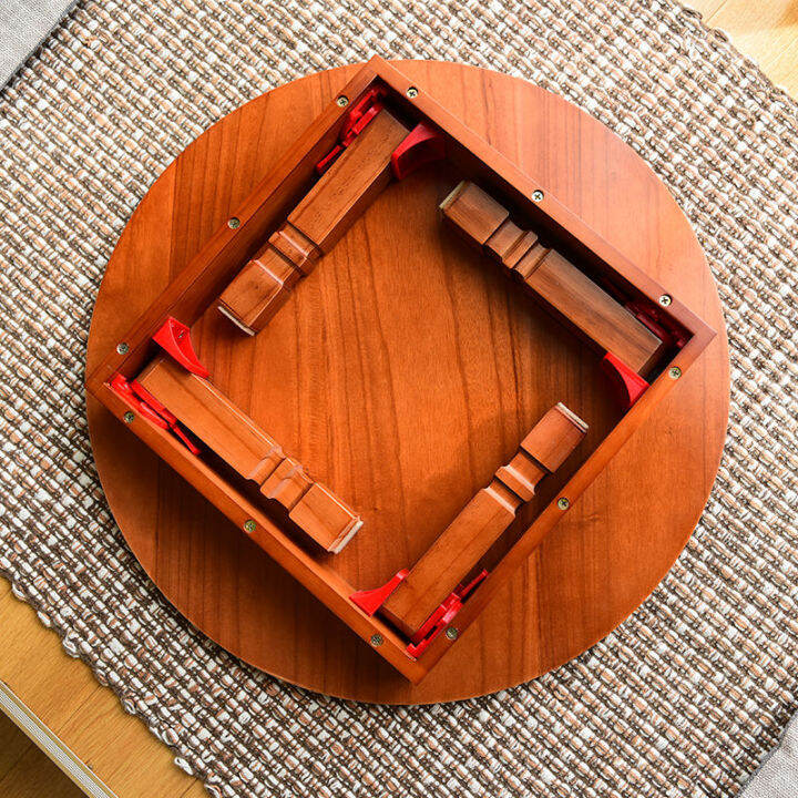 Household Small Apartment round Solid Wood Folding Dining Table Tatami