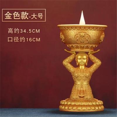 โคมไฟเนยอิเล็กทรอนิกส์ชาร์จโลตัสพระพุทธรูปด้านหน้าโคมไฟทิเบตน้ำมันโคมไฟพระพุทธรูปบูชาโคมไฟจำลอง Changming ผู้ถือโคมไฟเชิงเทียน