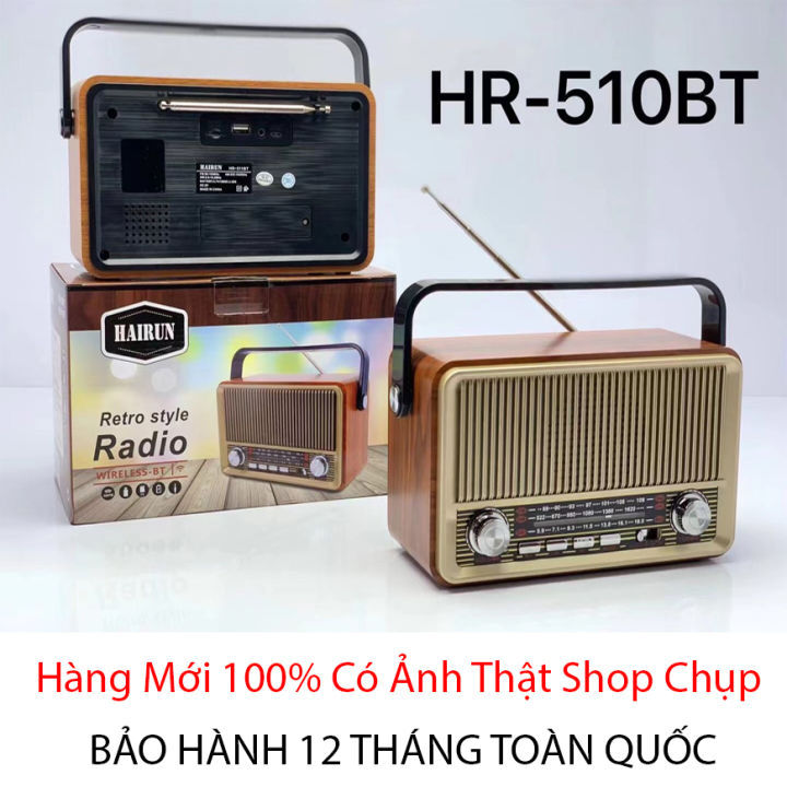 Mẫu Mới 2022 ] Đài Radio Hr - 510bt, Vỏ Gỗ Sang Trọng, Phong Cách Cổ Điển  Vintage,