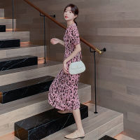 2021Gaganight Pink Leopard Women Maxi Dress Short Sleeve O Neck Fashion 2021 Summer Dresses New Bodycon Robe Vintage Slim Vestidos