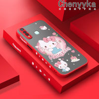 เคส Chenyyka สำหรับ VIVO Y19 Y5s เคสลายการ์ตูน Hello Kitty แฟชันบางเคสแข็งกันแรงกระแทกฝ้าขอบเคสป้องกันเลนส์กล้องคลุมทั้งหมดปลอกซิลิโคนนิ่ม