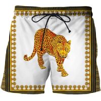 luxurious print 3d beach shorts mens swimming shorts surfing suit 3d beach shorts leopard patterned Harajuku beach shorts