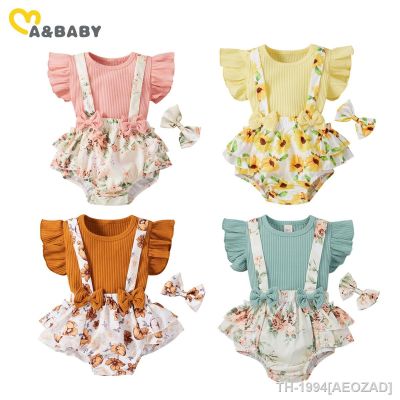 ❉ Ma bebê 0-18m recém-nascido infantil roupas da menina conjunto flor outfits de malha babados t macacão floral calções trajes verão
