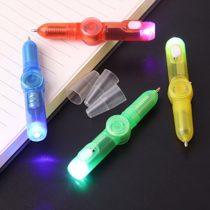 ปากกาลูกลื่นปั่น-led-1-4ชิ้นของเล่นมือหมุนเรืองแสงในที่มืด-relief-ความเครียดของเล่นเด็กนักเรียนของขวัญปากกาอุปกรณ์การเรียน