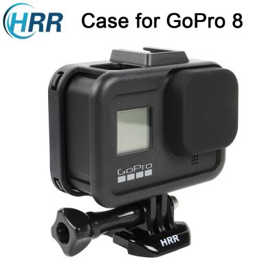 Protective Housing Case for GoPro Hero 8 Black Protect Frame Accessory,W Lens Cap Cold Shoe Base for Go Pro 8 Camera Mount
