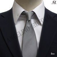 ANGELINO RUFOLO Necktie(NTM-ทาง038) เนคไทผ้าไหมทออิตาลี่คุณภาพเยี่ยม ดีไซน์ Petite Stripe สีเทา / สีครีม / สีแดง / สีแดงเข้ม / สีม่วง