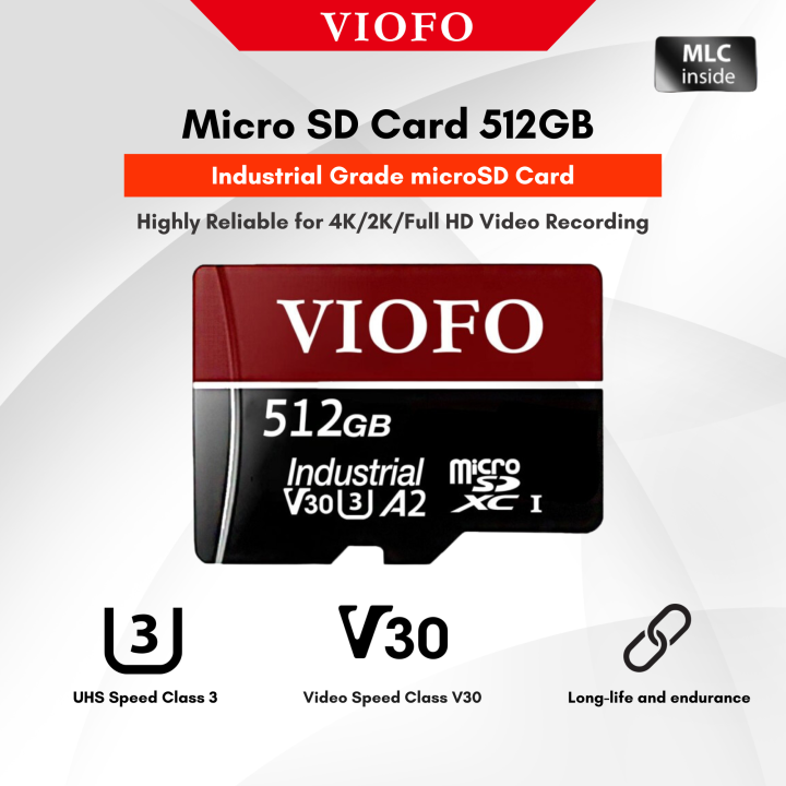VIOFO 512GB PROFESSIONAL HIGH ENDURANCE MEMORY CARD UHS3 WITH ADAPTER