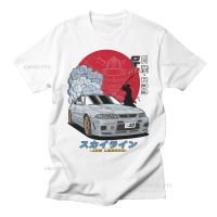 JDM เสื้อยืดเส้นขอบฟ้าสีเทา GT-R R33สั้นสำหรับผู้ชายฤดูร้อนใหม่