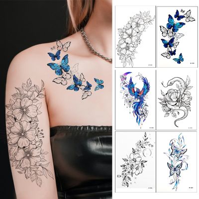 Tattoos Temporary Women Adult Flower Arm Tattoos Sticker Waterproof Fake Floral Bloosom Body Leg Art Tatoos Water Transfer