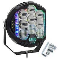 ไฟสปอตไลต์ Led 7นิ้วสำหรับ Wrangler Work ไฟหน้าเสริมสำหรับสามด้านดัดแปลงไฟรถยนต์90W ที่ปล่อยพลังงานสูง