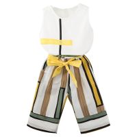 Girls Clothing Sets New Summer Fashion Girls Sleeveless Design T-Shirt + Casual Wide Leg Pants 2Pcs Girls Clothes