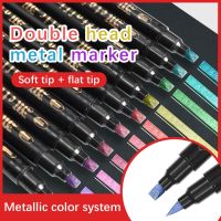 hot！【DT】 12/24/36 Colors Tips Metallic Pens Paint Flat Markers Painting for Cards Lettering