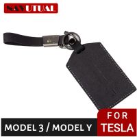 For Tesla Model 3 Y 2016 - 2023 Key Chain Car Essories Leather Key Card Holder Leather Cover Card Protection Essories