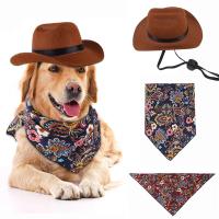 ZZOOI Dog Cat Western Cowboy Hat Retro Funny Pet Hat Pattern Printing Pet Triangle Scarf Universal Cute Photo Prop Pet Accessories 1Pc