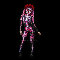 2020 Day Of The Dead Halloween Costumes For Adult Kids Scary Carnival Polyester Party Skeleton Suit 3D Print Girls Skull Dresses