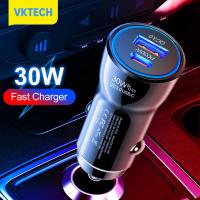 [Vktech] PD 30W ที่ชาร์จแบตในรถ QC 3.0ที่ชาร์จโทรศัพท์ในรถยนต์ USB Type C อะแดปเตอร์ไฟรถยนต์หลายการป้องกันสำหรับ Xiaomi Huawei