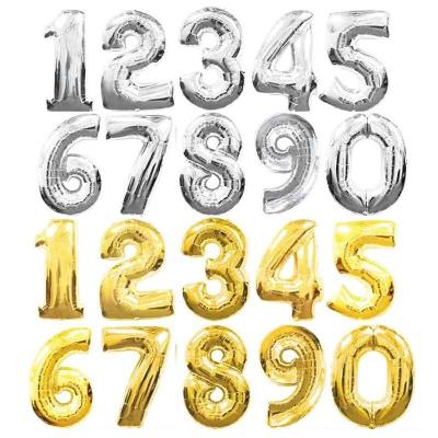 32 inches large Gold Silver Number Foil Balloons Digit air Ballons Birthday Party Wedding Decor Air Baloons Event Party Supplies Balloons