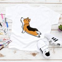 2023 Summer Kids T-shirt Cute Animal Cartoon Corgi Print Boys Clothes Urban Casual Streetwear Fashion Children Tops Wholesale