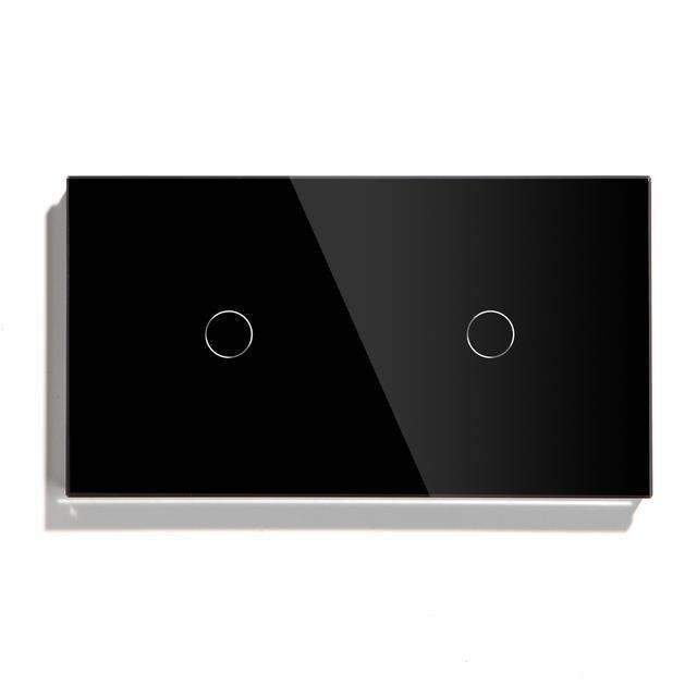 bseed-2gang-touch-switch-157mm-2way-double-light-switches-white-black-golden-gray-crystal-class-panel-switch-waterproof-switch