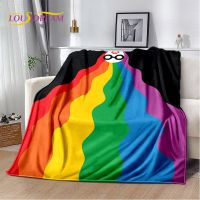 Ready Stock Rainbow Chromatic Color Illusion Soft Plush Blanket, Flannel Blanket Throw Blanket for Living Room Bedroom Sofa Picnic Cover