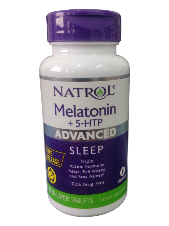 Natrol Melatonin + 5 HTP | Advanced Sleep Triple-Action Formula, 6 mg ...