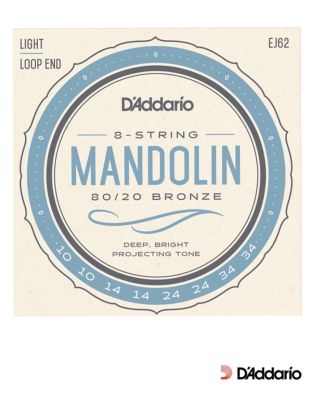 DAddario  EJ62 Mandolin String สายแมนโดลิน เบอร์ 10 แบบ 80/20 Bronze (Light, 10 - 34) ** Made in USA **