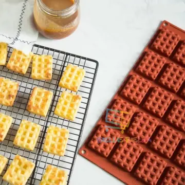 1Pcs 3D Mini Chocolate Cookies Waffles Silicone Fondant Molds