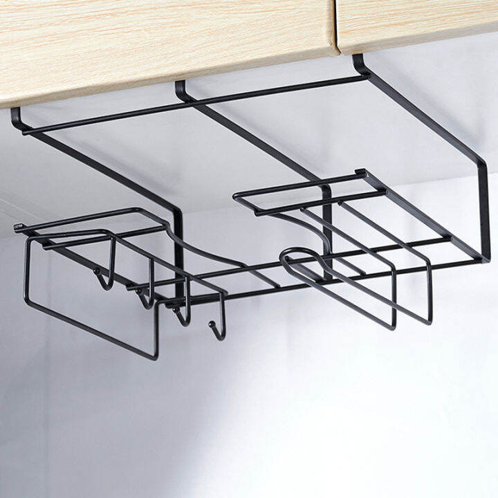 under-shelf-basket-pot-lid-storage-rack-with-hooks-multipurpose-under-cabinet-organizer-kitchen-supply-storage-rack-shelf-basket