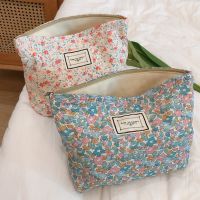 【cw】Floral Makeup Bag For Women Large Cotton Fabric Cosmetic Bag Travel Toilet Beauty Case Necesserie Storage Organizer Pouch Clutch