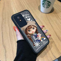 GGK เคสสำหรับ Vivo Y02A Y02T น่ารักรุ้งเด็กสาวน่ารักกอดหมีมีน้ำค้างแข็งโปร่งใสเคสใส่โทรศัพท์แข็งคลุมทั้งหมดกล้องถ่ายรูป