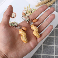 Cute Simulation Peanut Food Keychain Keyring For Women Men Gift Creative Fun Peanuts Car Bag Charms Trinket Jewelry