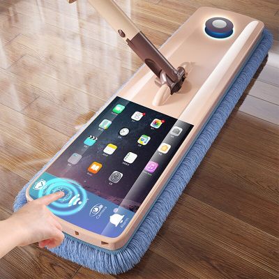 Hands Free Wash Squeeze Mop with Microfiber Pads  360 Degree Spin Mop  Easy Self Wringing Cleaning Floor Mop