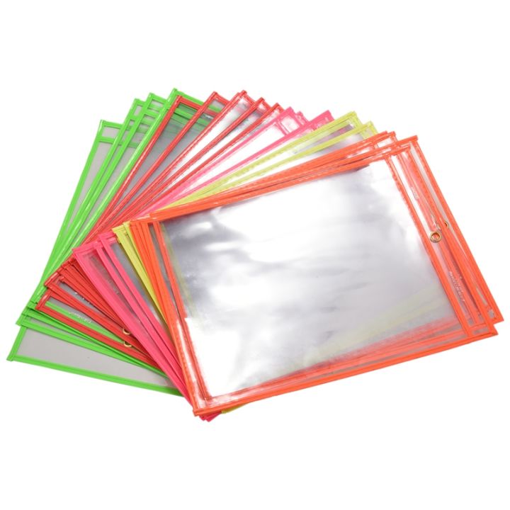 30-multicolored-dry-erase-pockets-oversize-10-x-13-pockets-perfect-for-classroom-organization-reusable-dry-erase-pockets-teaching-supplies-30-pack