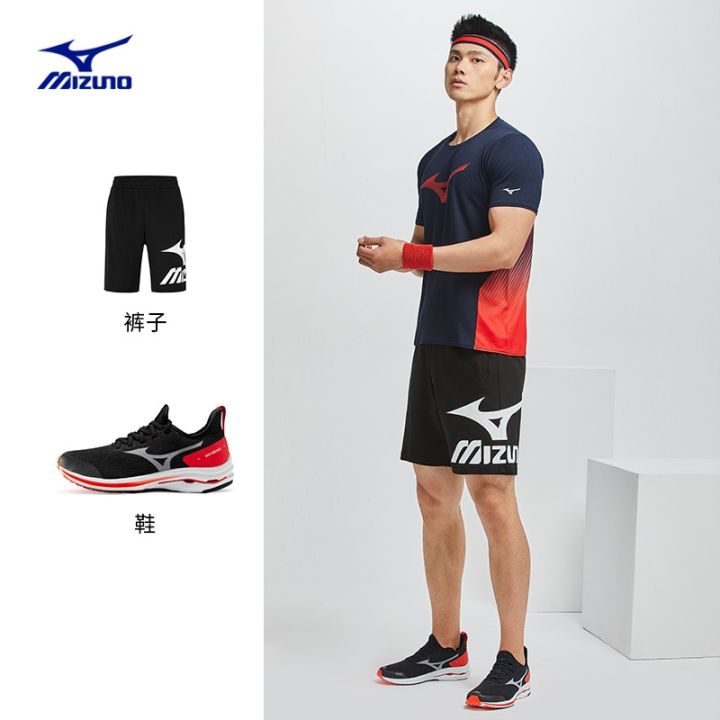 mizuno-ผู้ชายแขนสั้นเสื้อยืดระบายอากาศมืออาชีพกลางแจ้งวิ่งเมืองกีฬาการฝึกอบรม