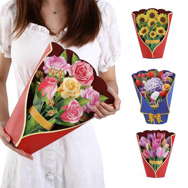 3D Pop Up Card 3D Flower Bouquet Birthday Card All Season 3D Cards | Lazada