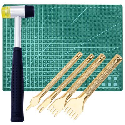Leather Tool Set A4 PVC Cutting Pad Cutting Board Patchwork Sewing Tool And 4mm Pitch Leather Punching Tool For DIY Leather Craf