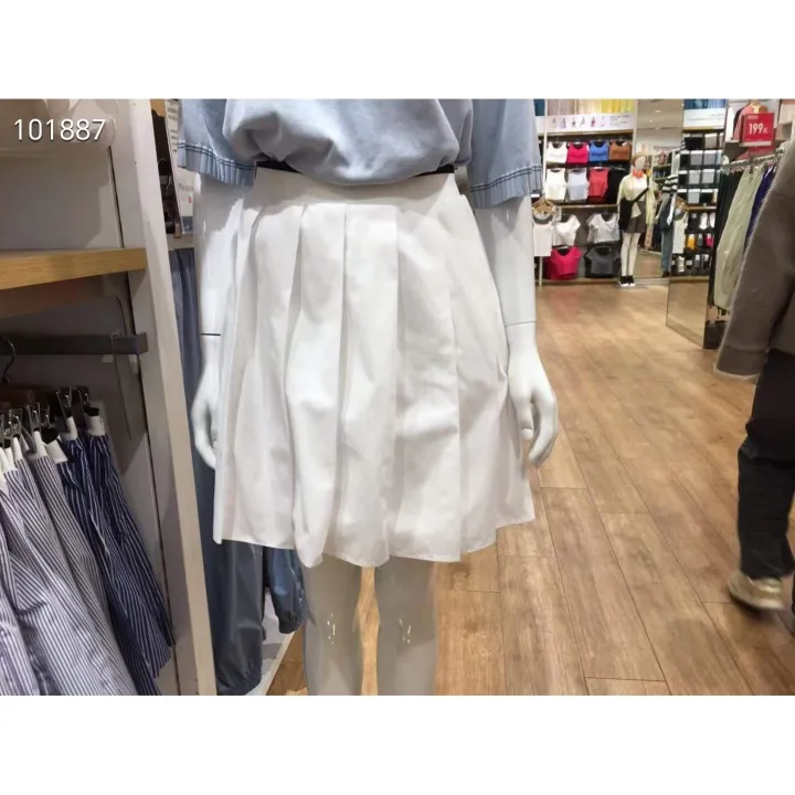 uniqlo-เสื้อผ้าผู้หญิง2023ห้องลองเสื้อใหม่สำหรับฤดูร้อน457703กระโปรงสั้นสไตล์มหาลัยกระโปรงสั้นอัดพลีท