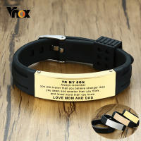 Vnox To My Son Love Mom and Dad Courage Inspirational Wristband Bracelets Custom Personalize Engrave Birthday Gifts