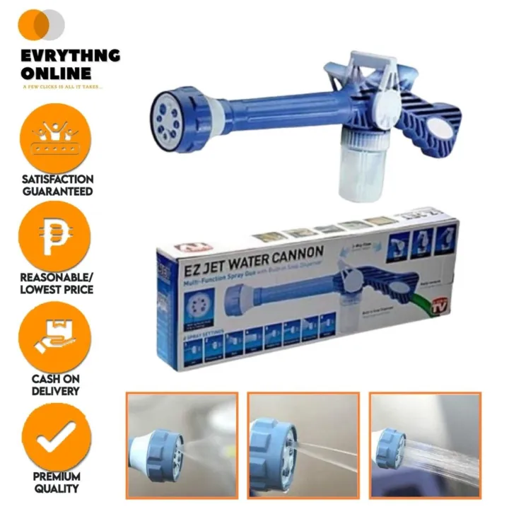 8 in 1 Ez Jet Water Cannon Guns Soap Dispenser Pump Water Hose Nozzle Spray Gun Lazada PH