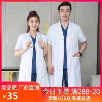 original White coat short-sleeved womens thin section mens doctors suit white coat summer lab coat chemical beauty salon teacher nurse overalls