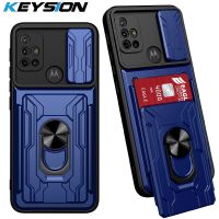 KEYSION เคสกันกระแทกสำหรับ Motorola MOTO G30 G20 G10ช่องเสียบการ์ดกระเป๋าป้องกันกล้องขาตั้งโทรศัพท์ฝาหลังสำหรับ MOTO G30