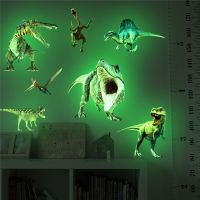 ZZOOI Glow in the Dark Jungle Animals Dinosaur Wall Sticker For Kids Room Boys Bedroom Luminous Dinosaur Wall Decor Fluorescent Decal