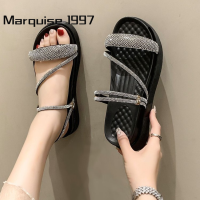 Marquise1997 ้องเท้าผูหญิง รองเท้าแตะลิ่ม รองเท้าแตะเสริมส้นผู้หญิง สไตล์ที่เป็นเอกลักษณ์ ลีลา สบาย เฉพาะ FDL2392ZMZ 39Z230926