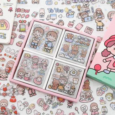 DIY Diary Sticker Scrapbook Decoration Stationery Stickers Kawaii Stickers Girl Pink Cartoon Pattern Photo Album Sticker Sheets