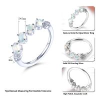 Natural Opal Solid Silver Rings 1 Carats Genuine Opal Gemstone Women Elegant Spring Style Fine Jewelry S925 Birthday Gifts