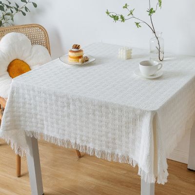 【LZ】❉  Linen Cotton Tablecloth Tassel Rectangular Table Cloth Wedding Decor Cover Table Map Towel Christmas Tablecloth