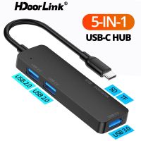 HdoorLink 5 In 1 Type-C HUB USB 3.0 TF SD Card Docking Station Multi Splitter Adapter พร้อม TF SD Reader สล็อตสำหรับ PC คอมพิวเตอร์รองรับ OTG