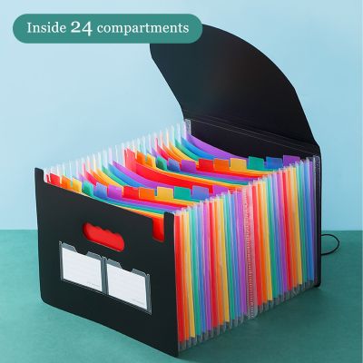 ♚◆ 13/24 Pocket Accordian File Folder A4 Organizer Portable Business Expanding File Box Office Organization Student Document Holder