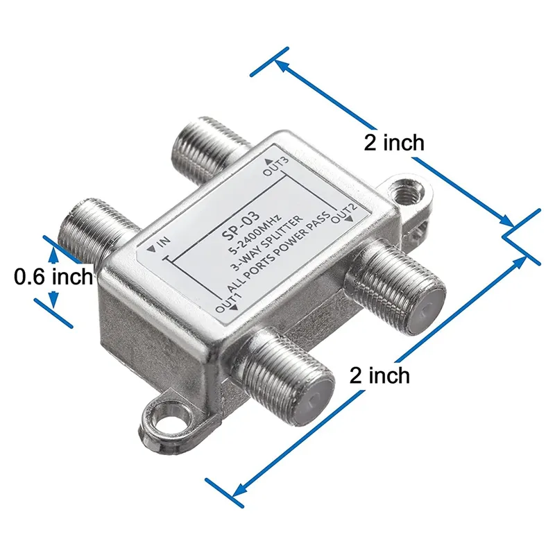 3 Way Coaxial Cable Splitter,5-2400MHz,Wroks with CATV,STB Box